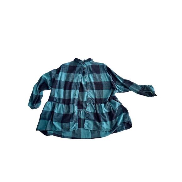 American Eagle Green Black Plaid Amazingly Soft Peplum Flannel Shirt Size XL - Picture 3 of 4